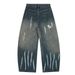 Men's Loose Fit Washed Tie-Dye Denim Pants Punk Wasteland Style Paint Splatter Niche Casual_mkmklike.com