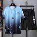 Men's Clothing casual sports suit 2024 summer new style handsome matching shorts Korean version large size loose ice silk short sleeves_mkmklike.com