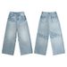 Men's Washed Light Blue Jeans Loose Fit Straight Leg Clean Cut Versatile Pants With Lightning Floral Pattern_mkmklike.com