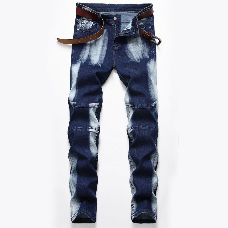 "Men's Stretch Straight Fit Jeans – Classic Washed Denim In Dark & Light Blue (Sizes 28-42)"_mkmklike.com