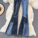 Retro Patchwork Flare Jeans – Petite-Friendly High Waist (S-5XL, Color-Blocked)_mkmklike.com