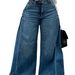 Y2K Retro Wide-Leg Jeans For Women – Distressed Blue Washed Flared Denim Pants With Fringe Hem_mkmklike.com