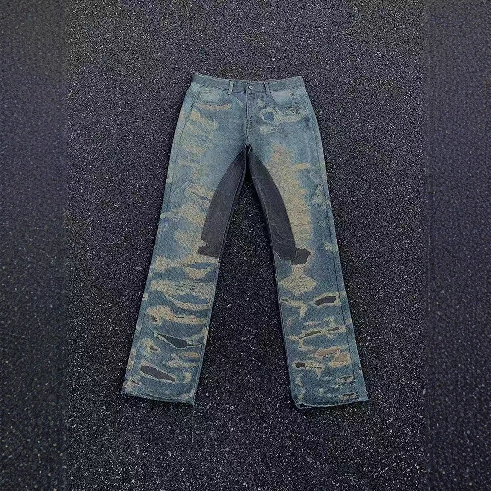 3D Printed Vintage Denim Jeans – Unisex High-Street Vibe Washed Straight-Leg Pants_mkmklike.com