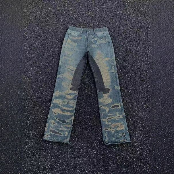 3D Printed Vintage Denim Jeans – Unisex High-Street Vibe Washed Straight-Leg Pants_mkmklike.com