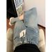 Light Colored Rhinestone Denim Capri Pants plus Size Loose Fit Slimming Wide Leg Pear Shaped Figure New Summer Style_mkmklike.com