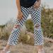 2026 Spring New Slim-Fit Women's Jeans, European And American Style, Unique Design, Plaid Print, Ripped Straight-Leg_mkmklike.com