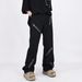 Zipper Design, Micro Flared Black Jeans, Men's American High Street Niche Straight Leg Loose Pants_mkmklike.com