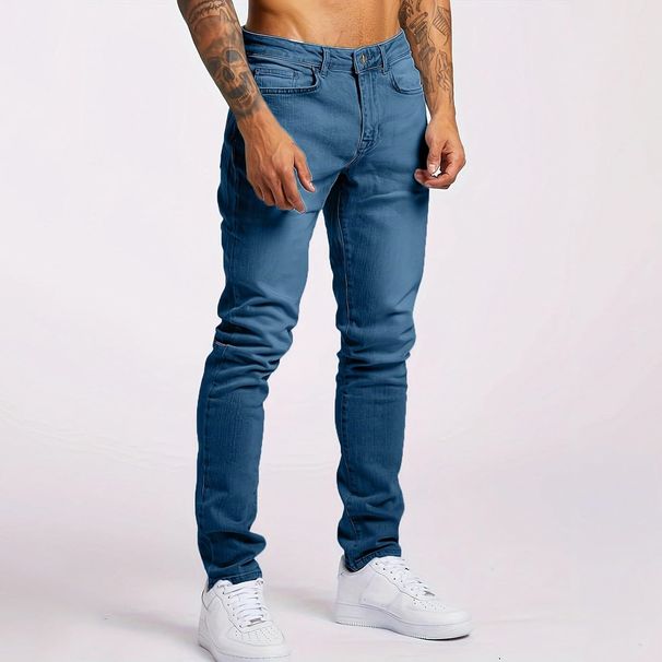 Men's Slim Fit Denim Jeans Street Hip Hop Style Washed Skinny Jeans For Summer, Classic Blue & Black Tones_mkmklike.com