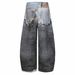 Heavy Duty Men's Washed Distressed 3D Printed Faux Leather Jeans Retro American Style Two Piece Set Factory Direct Shipping_mkmklike.com