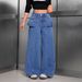 New Style Women's Jeans With Ruffled Hem, Straight Leg_mkmklike.com