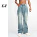 EF JEANS | 2023 New Product, Straight Versatile Solid Color Jeans, The Same For Men And Women, Non-elastic Micro-pull Retro Blue_mkmklike.com