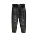 Korean Style plus Size Ripped Cropped Jeans Loose Fit Slimming Straight Leg Carrot Harem Trendy Women's Denim_mkmklike.com