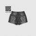Women's Cross Wings Embroidery Denim Shorts with Rhinestones Black And Gray Washed Jeans Factory Direct Wholesale Bottoms_mkmklike.com