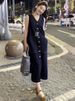 ELLE Sleeveless Denim New Style, Light Feel, Super Beautiful, Elegant Long Dress For Women, Spring Summer_mkmklike.com