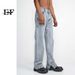 EF Denim | 2023 New Korean Version Non-elastic Trousers Men's Slit Straight Jeans Retro Casual Pants_mkmklike.com