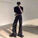 Korean Style Slim Fit Cropped Jeans For Men Mid Rise Tapered Leg Trendy And Cool Denim Pants_mkmklike.com