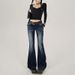 Slim Fit Low Rise Flared Jeans For Women, Perfect For Petite Women, Ideal For Autumn And Winter._mkmklike.com