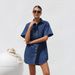 2025 New Foreign Trade Model New Cardigan High-End European And American Denim Short-Sleeve Turn-Down Collar Shirt_mkmklike.com