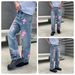 Classic Blue Straight-Leg Jeans For Men – Pink Cross Embroidery & Distressed Details – Vintage Style Denim Pants_mkmklike.com