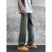 Nordmann Men's Ripped Jeans American High Street Retro Casual Spring Autumn Loose Straight Vibe Style Design Pants_mkmklike.com