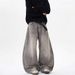 Vintage Washed Gray Splatter Paint Jeans – Streetwear Loose Straight-Leg Denim With Button Fly & Distressed Detailing_mkmklike.com