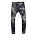 Men's Clothing Fashion Street Jeans Distressed Black And Gray Washed Holes Patches Paint Micro Bounce Slim Fit Skinny Jeans Men's Trend_mkmklike.com