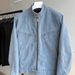 Vintage American-Style Zip-Up Denim Jacket – Unisex Retro Pilot Bomber Coat With Distressed Finish_mkmklike.com