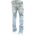 Fashion Mens Regular Fit Stacked Jeans Patch Distressed Destroyed Straight Denim Streetwear Clothes Casual Jean Pants_mkmklike.com