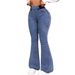 NY107 High-Waisted Stretch Flare Jeans for Women Elastic Waist Slimming Slightly Flared Long Jeans Versatile for Commute_mkmklike.com