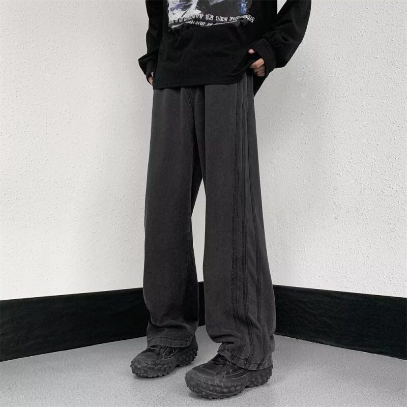 Men's Clothing Men's Straight Leg Jeans Trendy Wide Leg Loose Fit Blue Jeans For Teenagers Style Spring Autumn_mkmklike.com