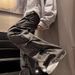 Retro Pleated Jeans Vibe High Men's Trendy Brand European And American Street Washed Straight Micro Flared Pants_mkmklike.com