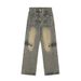Men's Clothing American Retro Washed Design Jeans For Men And Women Trendy Cleanfit Loose Niche All Match Wide Leg Pants_mkmklike.com