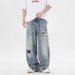 Men's Clothing Vintage Distressed Cat Whisker Jeans - Relaxed Fit Wide Leg Bootcut High Waist Denim Pants For Women_mkmklike.com