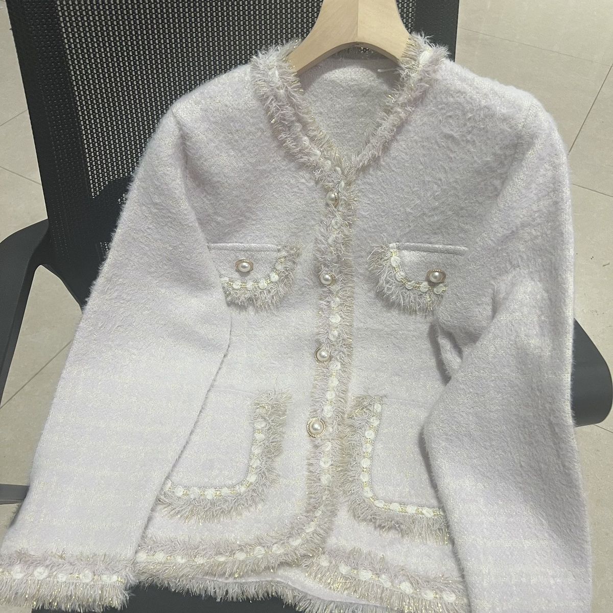 Women's Clothing Faux Shearling Knit Cardigan – Elegant & Oversized A-Line Coat For Women_mkmklike.com