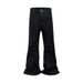 Men's Clothing High Street Waxed Coated Wide Leg Jeans With Ripped Patches Loose Flared Pants_mkmklike.com