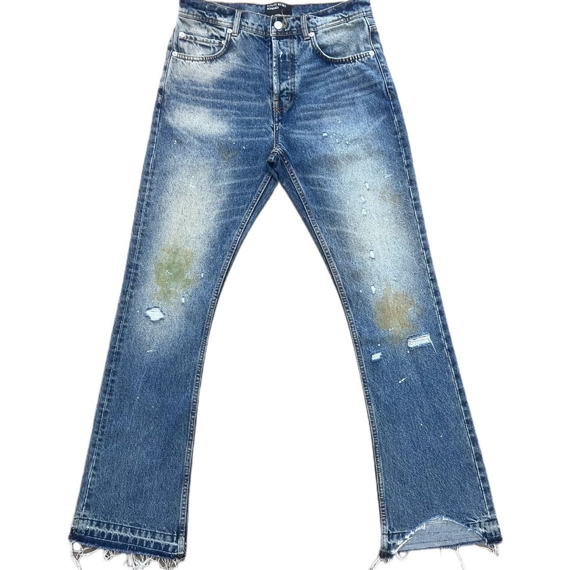 Distressed Blue Burnout Jeans – Raw Edge Destroyed Denim With Acid Wash & Ripped Details (S-3XL, Vintage Streetwear, Unisex Relaxed Fit)_mkmklike.com