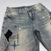 Washed Distressed Men's Trendy Patchwork High-End Embroidery Print Loose Tapered Straight Jeans_mkmklike.com