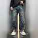 Men's Gradient Washed Denim Pants – Streetwear Straight-Leg Jeans With Curved Hem (Size 28-36) Fashion Trends_mkmklike.com