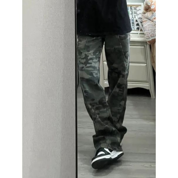 American Retro Camouflage Pants For Men, New Spring And Autumn Style, High Rise Jeans, Washed, Versatile, Logging Workwear Straight Leg Pants_mkmklike.com