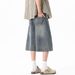 Men's Distressed Washed Denim Shorts Summer Loose Fit Wide Leg High Street Deconstructed Cargo Pants_mkmklike.com