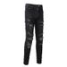 Men's Slim Fit Jeans With Distressed Patchwork & Paisley Design - Streetwear Fashion For Urban Style_mkmklike.com