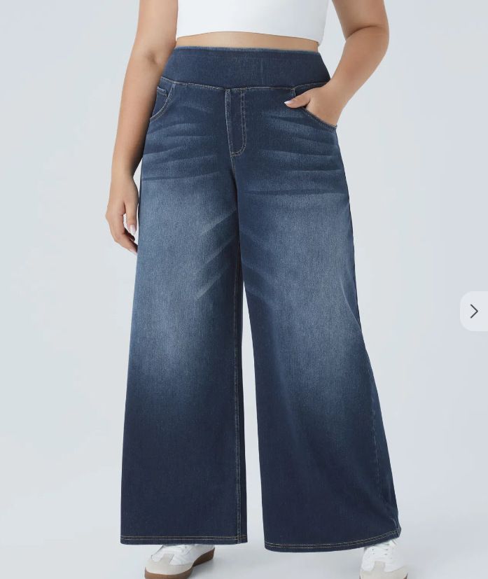 Slim-Fit High-Waisted Stretch Jeans For Women – Comfortable & Flattering Wide-Leg Pants (S-2XL, Light Blue/Dark Blue/Gray)_mkmklike.com