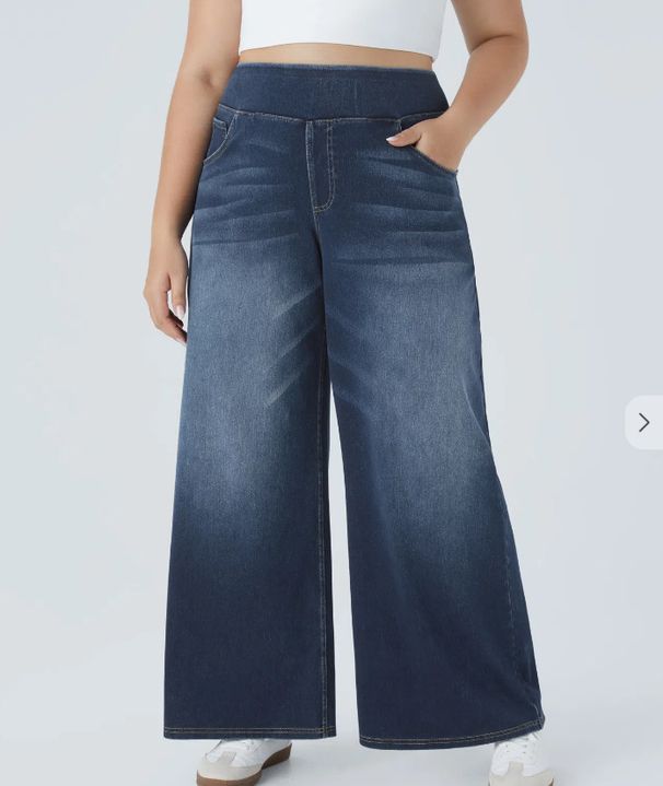Slim-Fit High-Waisted Stretch Jeans For Women – Comfortable & Flattering Wide-Leg Pants (S-2XL, Light Blue/Dark Blue/Gray)_mkmklike.com