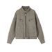 Vintage Washed Vintage Denim Jacket With Niche Design, Stand Up Collar Jacket Top_mkmklike.com