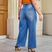 Sexy Women's Ripped And Washed Flared Wide Leg Jeans Style_mkmklike.com
