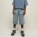 Men's Distressed Denim Capri Pants With Gradient Zipper - Relaxed Fit Vintage Washed Shorts For Casual Style_mkmklike.com