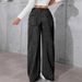 Black Wide Leg Jeans for Women Low Waisted Slimming European American Style Floor Length Jeans Flowing Cross Border E Commerce Item_mkmklike.com