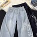 New American Retro Street Style Loose Fit Straight Leg Jeans Men's Clothing Stylish Versatile Letter Print Pants_mkmklike.com