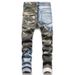 2025 New Jeans Men's Slim-fit Elastic Camouflage Splicing Color Men's Small-footed Jeans Tide_mkmklike.com