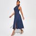 K Women's Open Cut Sleeveless Waist Cinched New Denim Dress_mkmklike.com